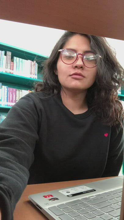Showing Tits In Library