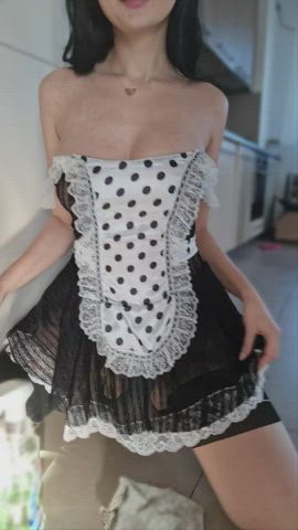This Skinny Maid Has Some Pretty Big Milkers Drop