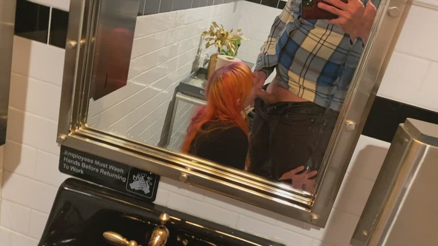 Stranger Cums On My Face In The Restaurant Bathroom