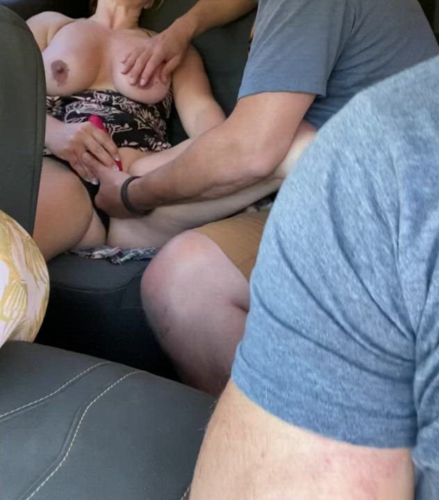Hubby’s Friend Making Cum Really Hard In The Back Seat While We Wait For A Busy Ferry!