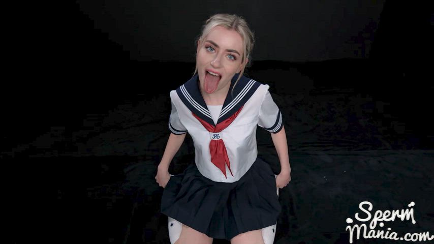 Naughty Little Schoolgirl Loves The Taste Of Cum