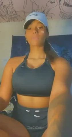 Velcro Sports Bra Needed To Help Support Her Big Tits You Can Even Hear The Titty Drop