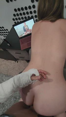 He Broke His Arm So Im Helping Him Masturbate With My Vagina